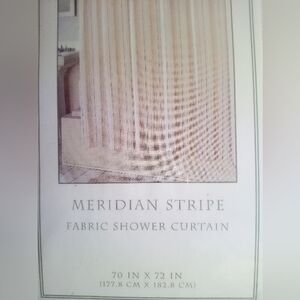 NWT Striped Fabric Shower Curtain Cream Off-White Taupe Tan Muted Neutral Colors